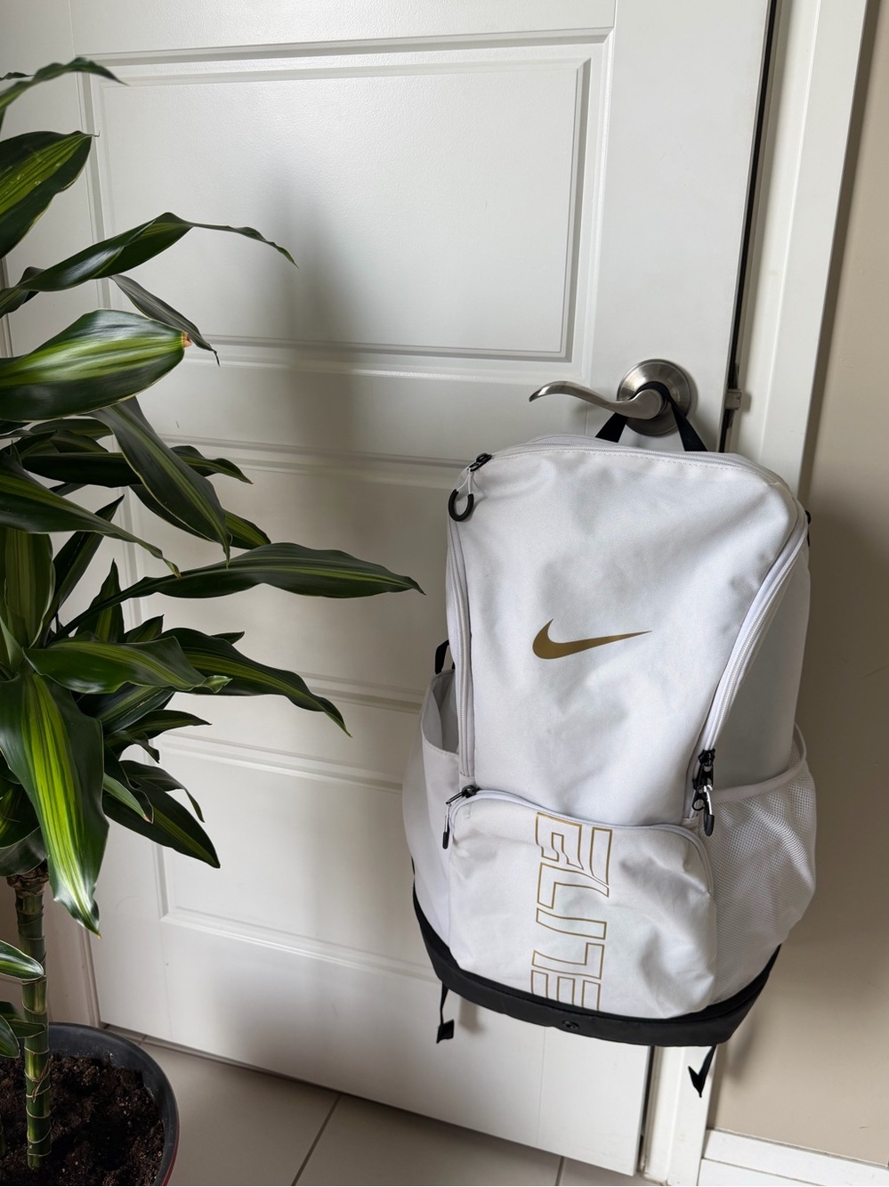Nike White and Gold Elite Backpack
